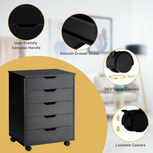 Load image into Gallery viewer, 5 Drawer Mobile Lateral Filing Storage Home Office Floor Cabinet with Wheels-Black