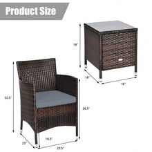 Load image into Gallery viewer, 3 pcs Outdoor Rattan Wicker Furniture Set-Gray