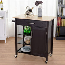 Load image into Gallery viewer, 4-Tier Rolling Wood Kitchen Trolley Island Storage Cabinet