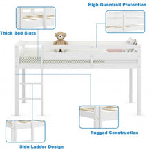 Load image into Gallery viewer, Wooden Twin Low Loft Bunk Bed with Guard Rail and Ladder-White