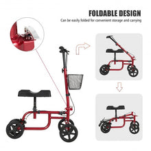 Load image into Gallery viewer, Foldable Knee Walker W/ Basket and Dual Brakes-Red