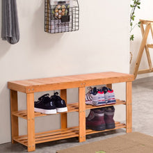 Load image into Gallery viewer, Entryway Bamboo Shoe Storage Rack Bench