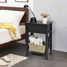 Load image into Gallery viewer, 2pcs Bedroom Side End Nightstand with Drawer-Black