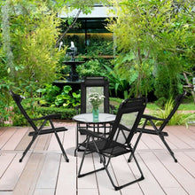 Load image into Gallery viewer, 4 Pcs Patio Garden Adjustable Reclining Folding Chairs with Headrest-Black
