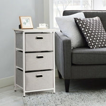 Load image into Gallery viewer, 3-Drawer Fabric Dresser Storage Tower Vertical Foldable Pull Bins-White