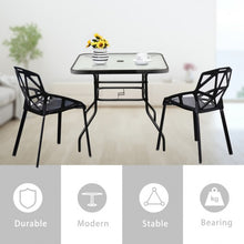Load image into Gallery viewer, 32" Patio Tempered Glass Steel Frame Square Table