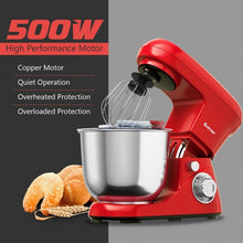 Load image into Gallery viewer, 5.3 Qt Stand Kitchen Food Mixer 6 Speed with Dough Hook Beater-Red