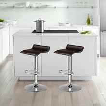 Load image into Gallery viewer, Set of 2 Adjustable PU Leather Backless Bar Stools-Coffee