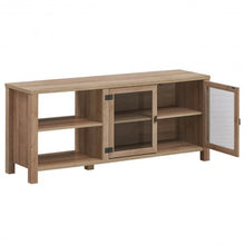 Load image into Gallery viewer, Wooden TV Stand with 2 Metal Mesh Doors -Natural