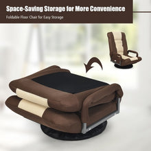 Load image into Gallery viewer, 360-Degree Swivel Gaming Floor Chair with Foldable Adjustable Backrest-Brown
