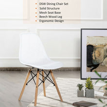 Load image into Gallery viewer, 2 Pcs Modern Plastic Hollow Chair Set with Wood Leg-White