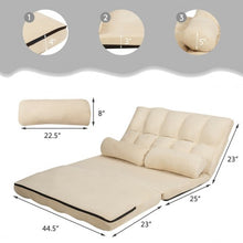 Load image into Gallery viewer, Foldable Floor 6-Position Adjustable Lounge Couch-Beige