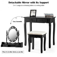 Load image into Gallery viewer, Makeup Vanity Dressing Table Set with Dimmable Bulbs Cushioned Stool-Black