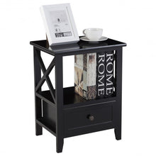 Load image into Gallery viewer, 2 pcs Living Room End Side Nightstands with Storage Drawer-Black