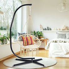 Load image into Gallery viewer, Hanging Macrame Hammock Chair with Handwoven Cotton Backrest-Natural