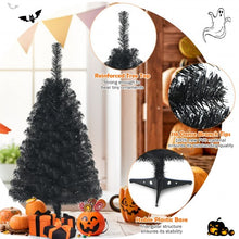Load image into Gallery viewer, 3 Feet Unlit Artificial Christmas Halloween Mini Tree with Plastic Stand-Black