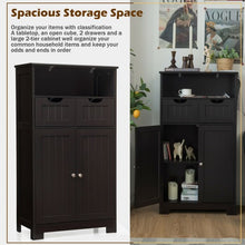 Load image into Gallery viewer, Bathroom Wooden Side Cabinet with 2 Drawers and 2 Doors-Coffee