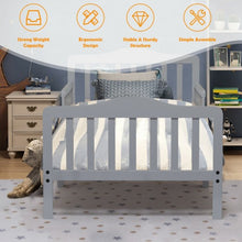 Load image into Gallery viewer, Classic Kids Wood Bed with Guardrails-Gray