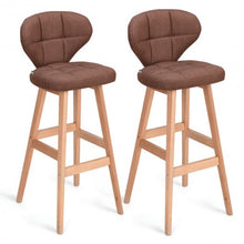 Load image into Gallery viewer, Set of 2 Brown Bar Stools Pub Chair Fabric