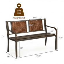 Load image into Gallery viewer, Outdoor Porch Furniture Patio Garden Bench Steel Frame Rattan
