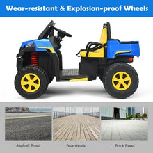 Load image into Gallery viewer, 12V Battery Powered Kids Ride On Dumpbed Truck RC-Blue