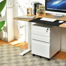 Load image into Gallery viewer, 3-Drawer Mobile File Cabinet Stee with Lock-White