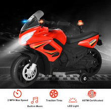 Load image into Gallery viewer, 6V Kids 4-Wheel Ride On Police Motorcycle with Training Wheels-Red