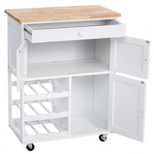 Load image into Gallery viewer, Modern Rolling Storage Kitchen Cart with Drawer-White
