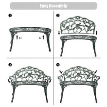 Load image into Gallery viewer, Outdoor Cast Aluminum Patio Bench Antique Rose