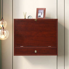 Load image into Gallery viewer, Wall Mounted Folding Laptop Desk Hideaway Storage with Drawer-Brown