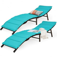Load image into Gallery viewer, 2Pcs Folding Patio Lounger Chair-Turquoise