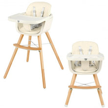 Load image into Gallery viewer, 3 in 1 Convertible Wooden High Chair with Cushion-Beige
