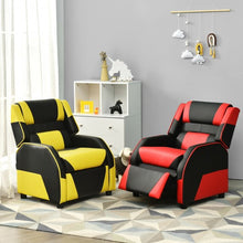 Load image into Gallery viewer, Kids Youth PU Leather Gaming Sofa Recliner with Headrest and Footrest-Red