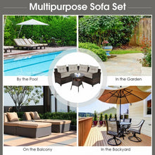 Load image into Gallery viewer, 4 Pcs Furniture Patio Set Outdoor Wicker Sofa Set