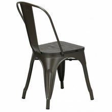 Load image into Gallery viewer, 4 pcs Tolix Style Metal Dining Side Chair Stackable Wood Seat-Black
