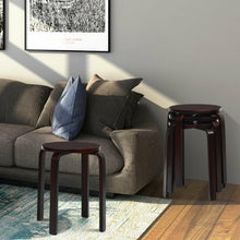 Load image into Gallery viewer, Set of 4 18" Wood Home Backless Dining Chairs-Deep Brown