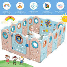 Load image into Gallery viewer, 16-Panel Foldable Baby Safety Play Yard Playpen with Lockable Gate