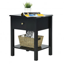 Load image into Gallery viewer, Nightstand End Table with Drawer and Shelf-Black