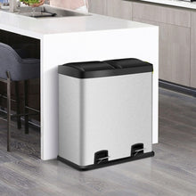 Load image into Gallery viewer, 16 Gallon Dual Step Stainless Steel Double Bucket Trash Can