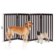Load image into Gallery viewer, 35'' Folding Standing 4 Panel Wood Pet Fence-Brown