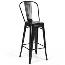 Load image into Gallery viewer, 30" Height Set of 4 High Back Metal Industrial Bar Stools-Black