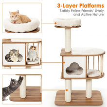 Load image into Gallery viewer, 46" Wooden Cat Activity Tree with Platform and Cushions
