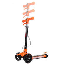 Load image into Gallery viewer, Folding Aluminum 3 LED Light Up Wheels Kids Music Kick Scooter-Orange