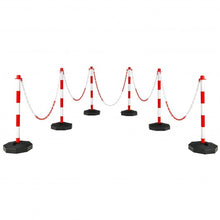 Load image into Gallery viewer, 6 Pack 34" Traffic Delineator Poles with 5FT Chains and Fillable Base-White