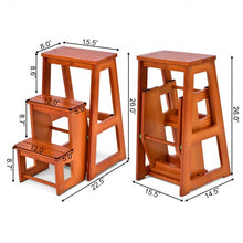 Load image into Gallery viewer, Folding Multi-functional 3-tier Ladder Wood Step Stool