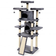 Load image into Gallery viewer, 67" Multi-Level Cat Tree with Cozy Perches Kittens Play House-Light Gray