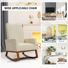 Load image into Gallery viewer, Rocking High Back Upholstered Lounge Armchair with Side Pocket-Beige