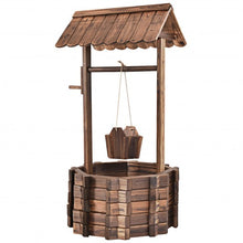 Load image into Gallery viewer, Outdoor Wooden Wishing Well Planter Bucket