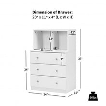 Load image into Gallery viewer, 3 Drawer Dresser with Cubbies Storage Chest for Bedroom Living Room-White