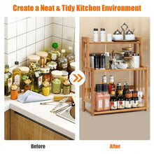 Load image into Gallery viewer, 3-tier Bamboo Spice Rack with Adjustable Shelf